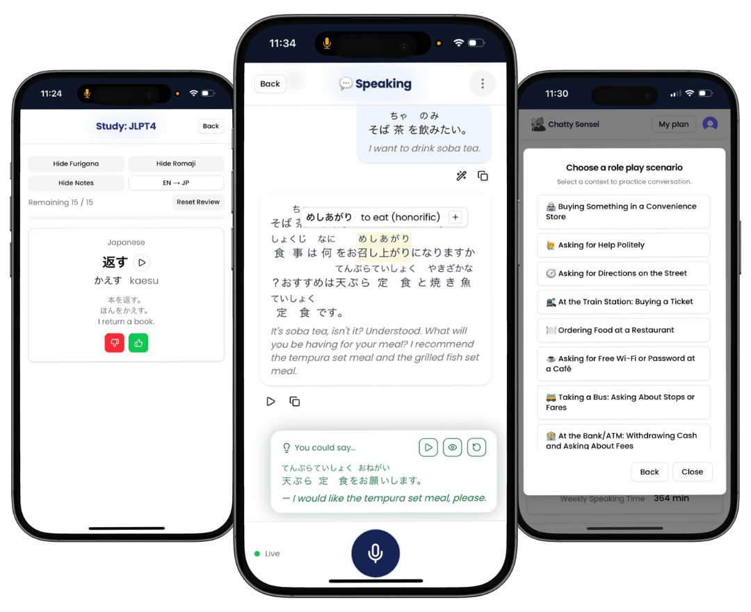 Chatty Sensei application screenshots